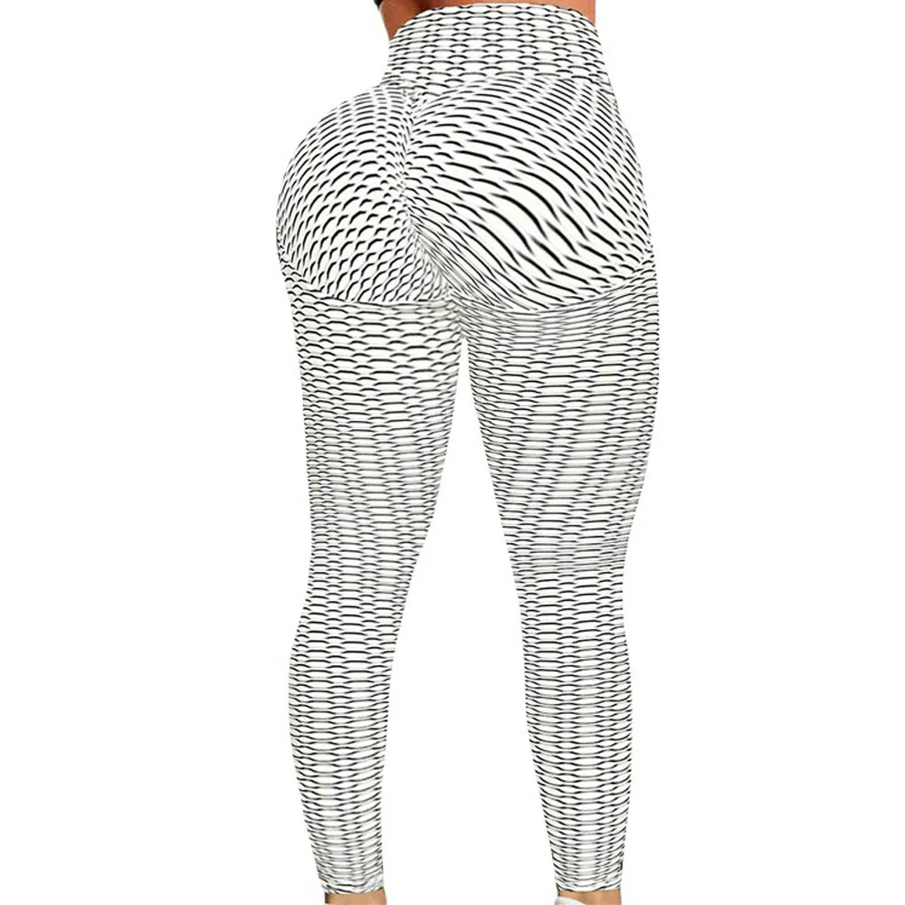 Yoga Pants Women's High Waist High Elastic Sexy Hip Lifting Fitness Training Leggings Tights - White