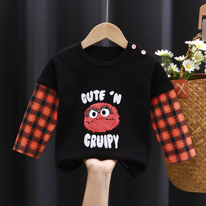 Boys And Girls Cartoon Print Bottoming Shirt