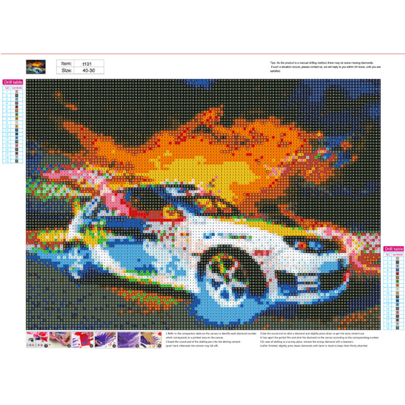 5D Diamond Painting Full Of Diamond Fire Chariot Cross Stitch Decorative Painting
