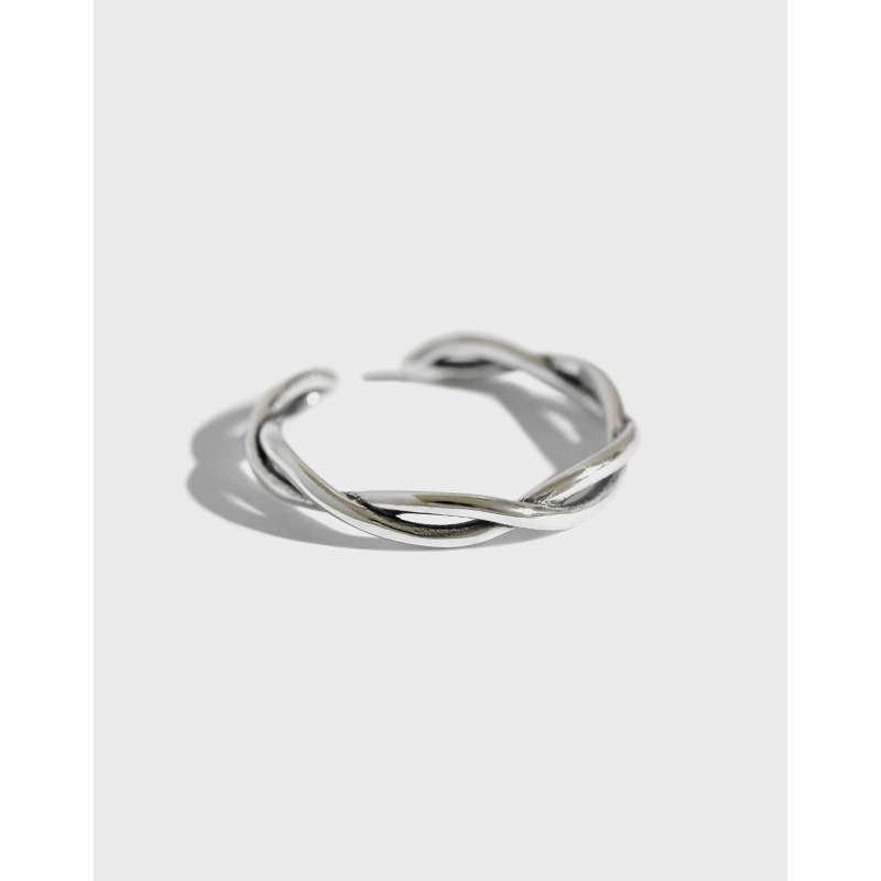 S925 Sterling Silver Fashion Personality Retro Old Twist Ring