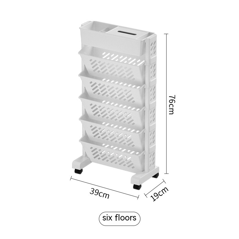 Floor Bookshelf Organizer with Wheels | Portable Bookcase