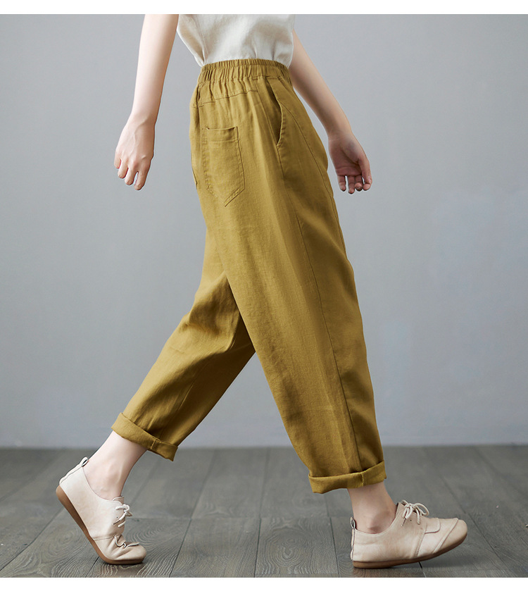 Cropped Cotton Linen Pants Cotton Linen Pants Loose Harem Pants Literary Casual Summer Pants