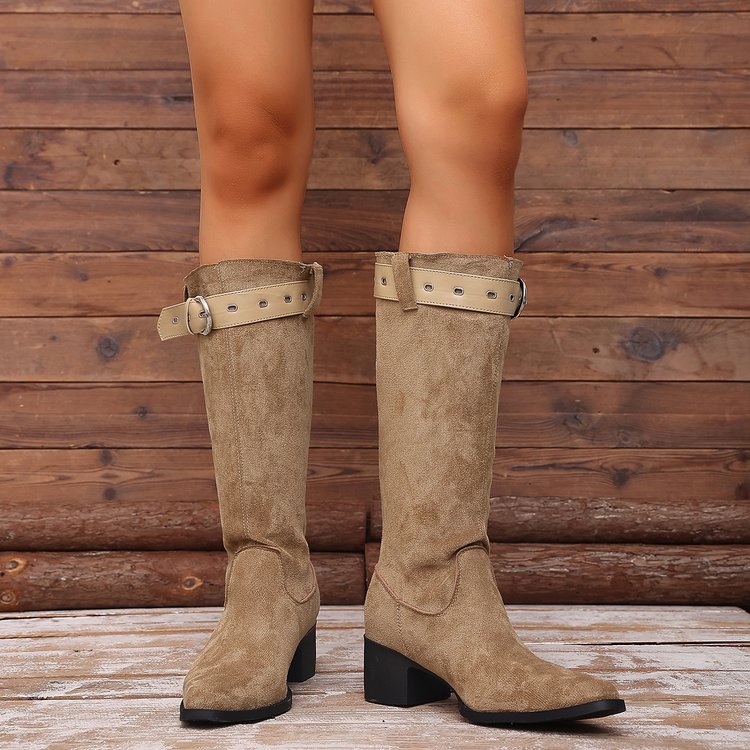 Belt Buckle Heeled Boots, picture 2 of 4