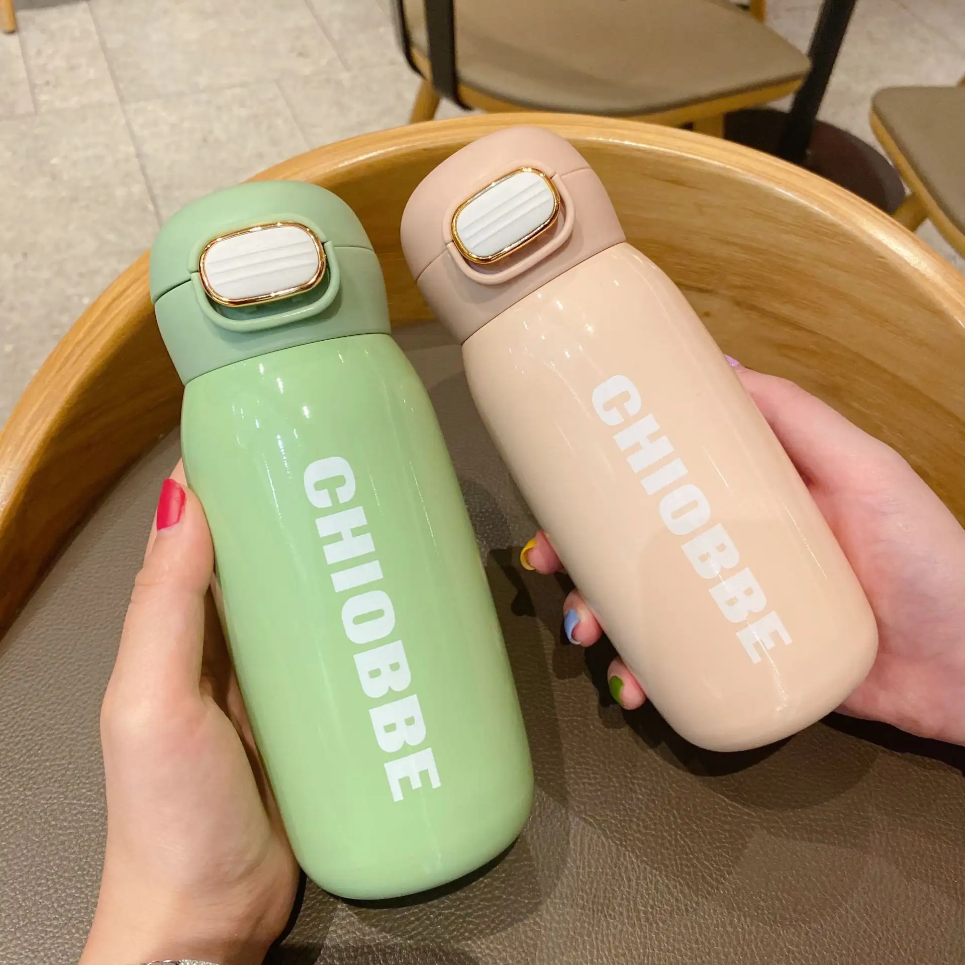 The New Winter Aurora Stainless Steel Straight Drinking Pop-up Cover Children's Insulation Cup