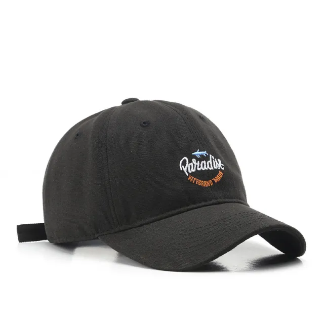 Fashion Trend Little Fish Cartoon Letter Embroidered Baseball Cap Black - Shop at LoveMi