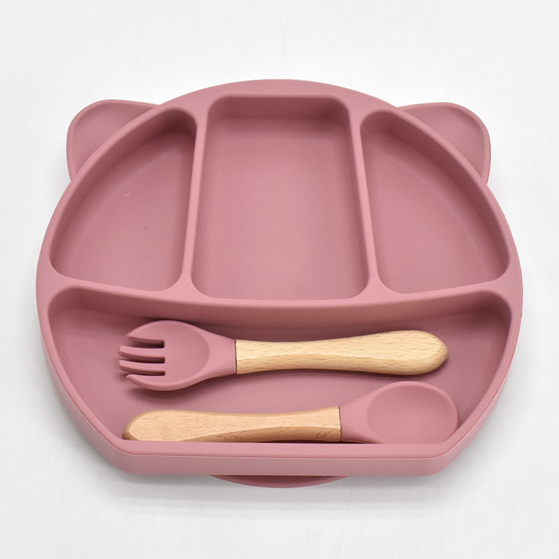 9 Piece Set Of Cartoon Bear Silicone 11 Piece Set Of Partitioned Dinner Plate