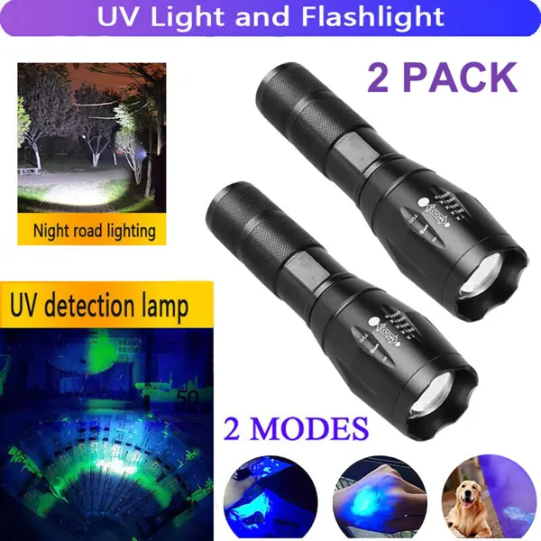 2-in-1 LED Flashlight, Ultraviolet And White Light
