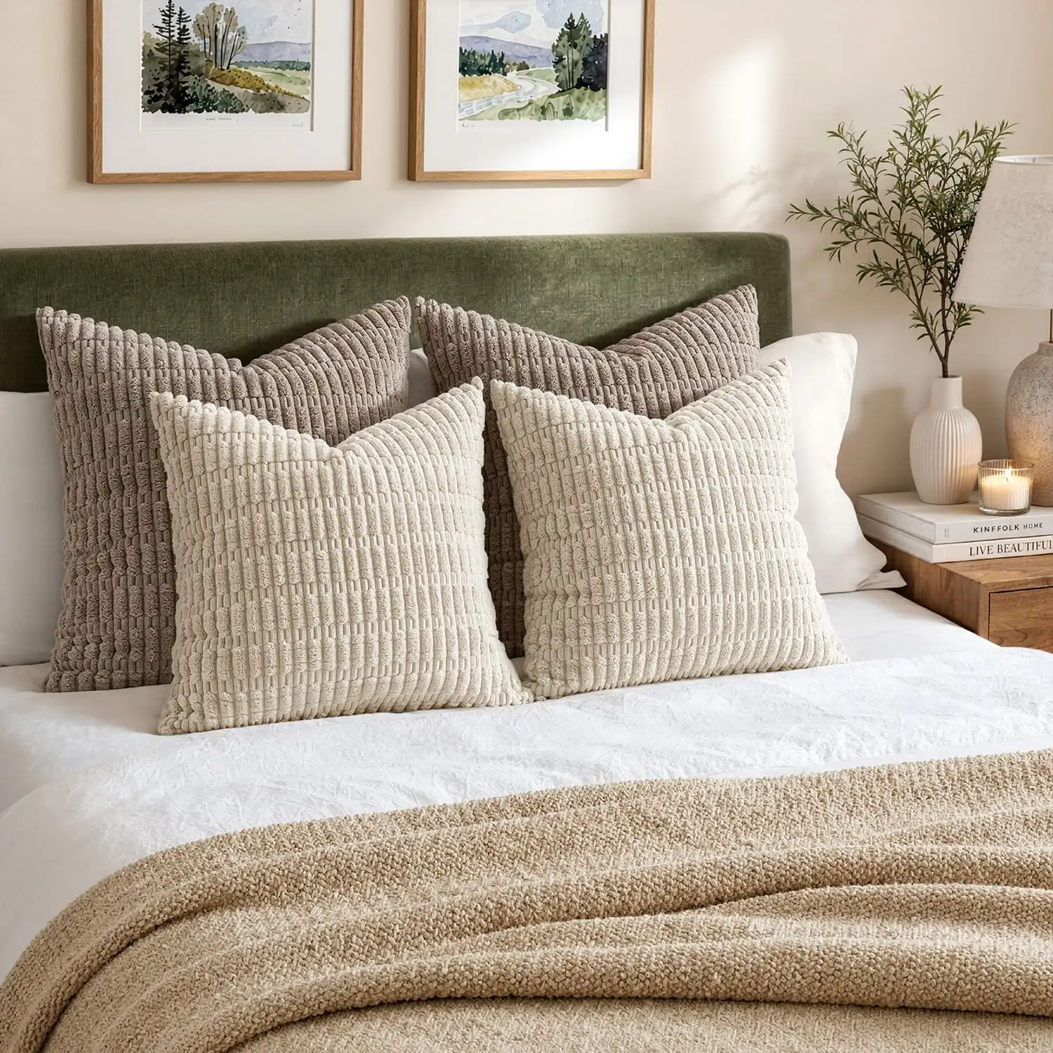 Soft Corduroy Decorative Pillow Covers 18x18 Inch