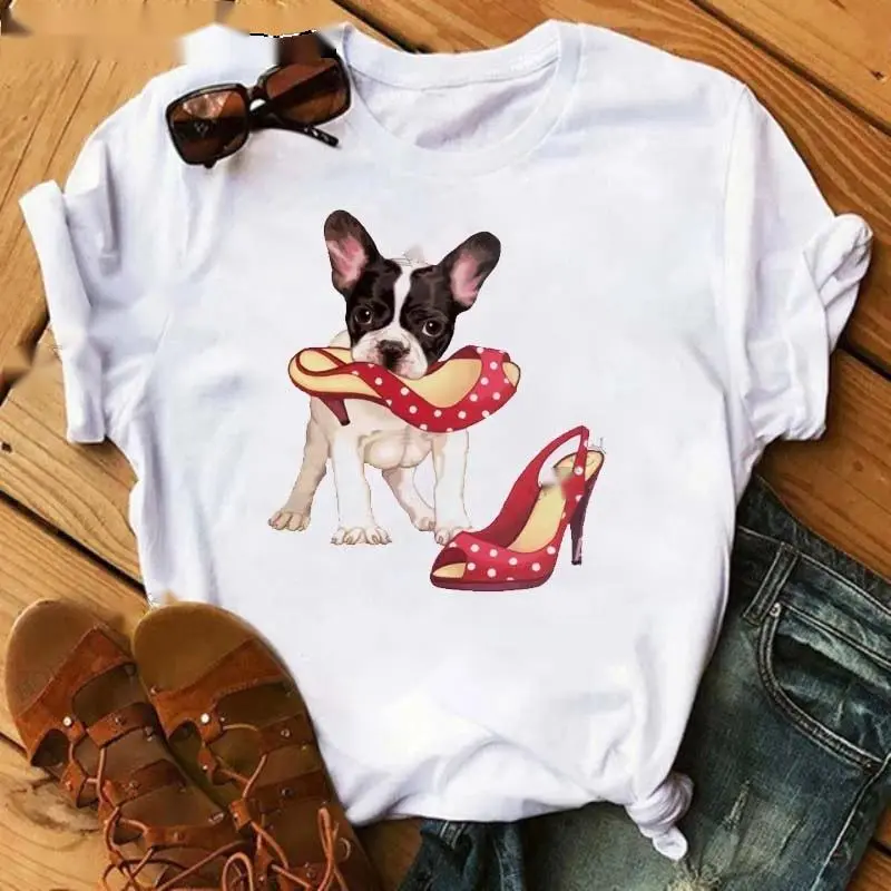 French Card Printing Short-sleeved T-shirt - Picture3-2Xl
