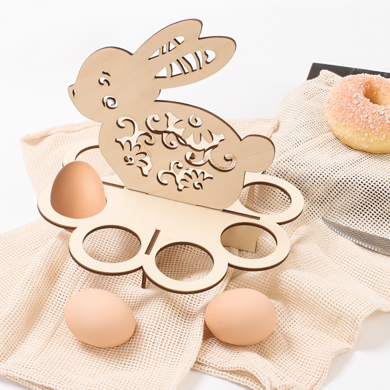 Title 3, Eight Hole Easter Wooden Bunny Egg Rack