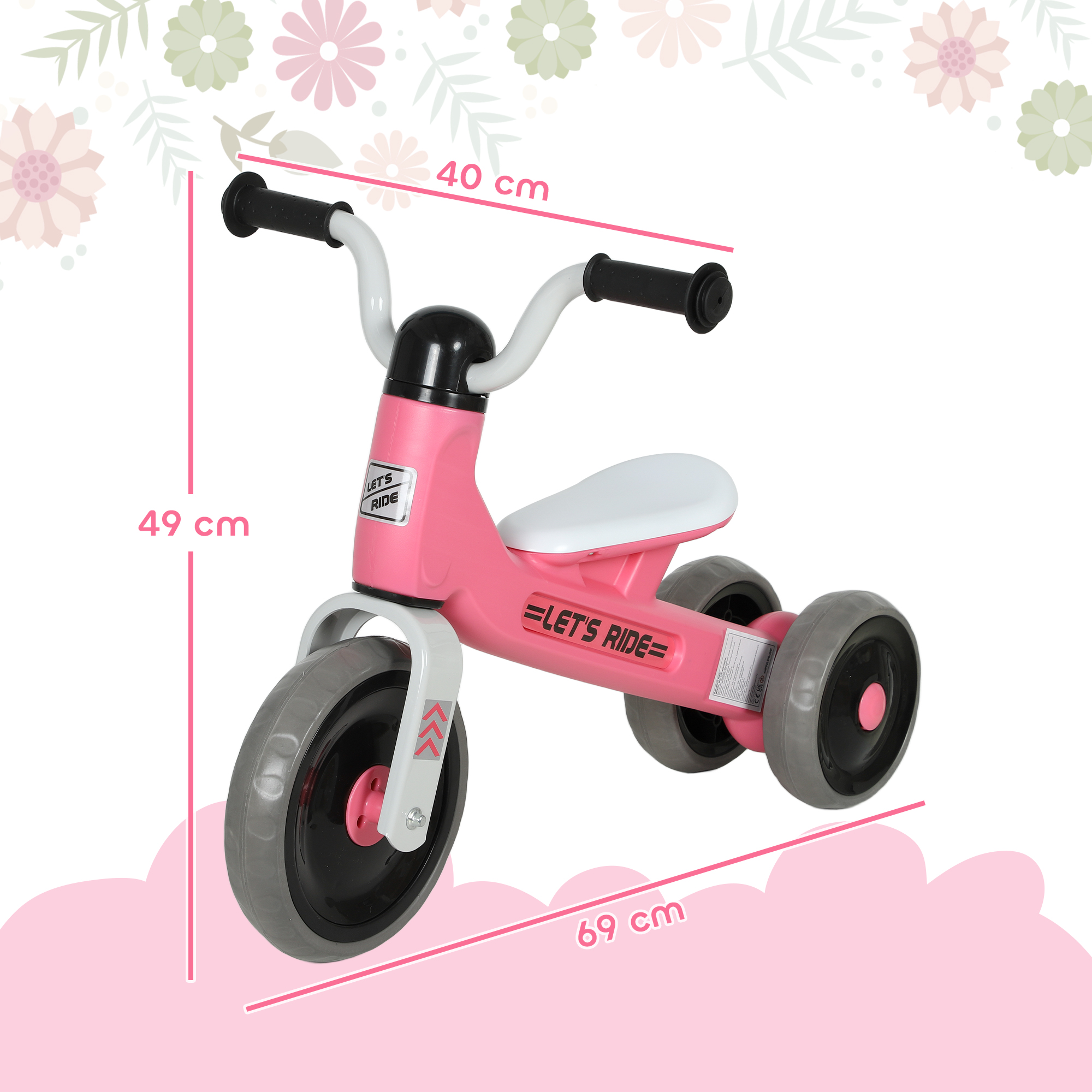 Pedeless Toddler Balance Bike, 3 Silent Wheels, Suitable For Boys And Girls
