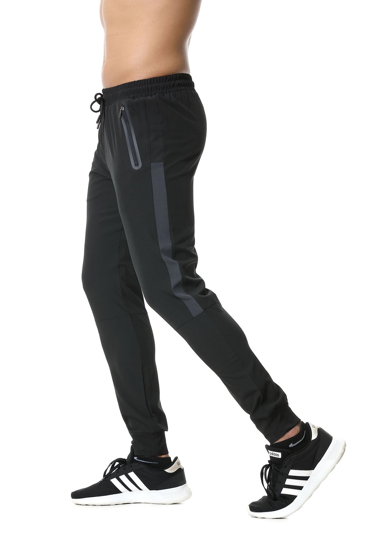 Slim Design Pocket Zipper All Black  Polyester