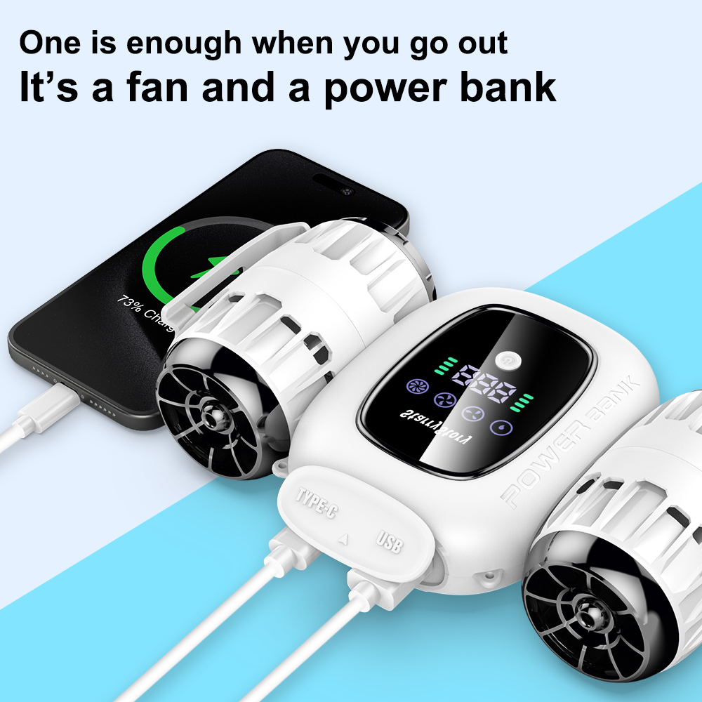 6-in-1 Multi-Function Fan,Portable Fan, Turbo Fan, Detachable, Multiple Wearing Methods, LCD Screen, Rechargeable