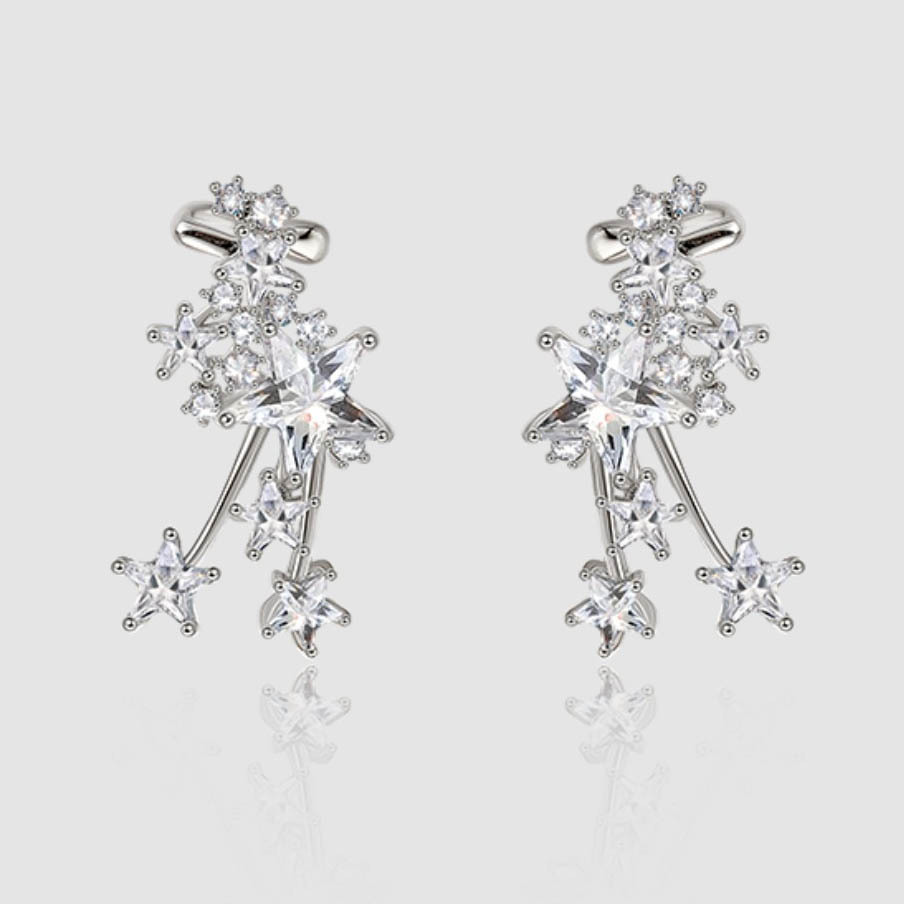 Title 1, Bright Pentagram Fashion Earrings with Zircon, ...