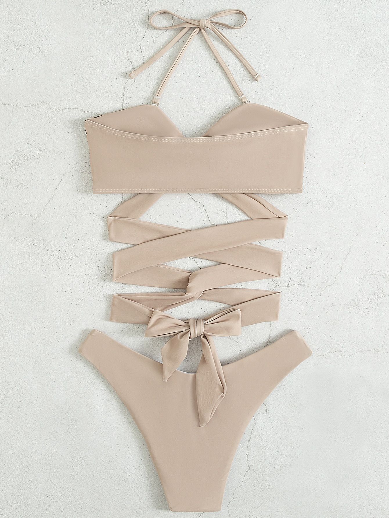 Women's Panelled Sexy Lace-Up Split Bikini - Image 4