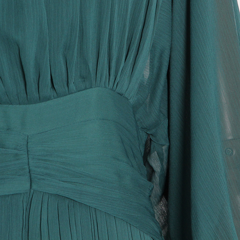 Women's Fashionable Elegant Pleated Lantern Sleeve Waist Slimming Dress