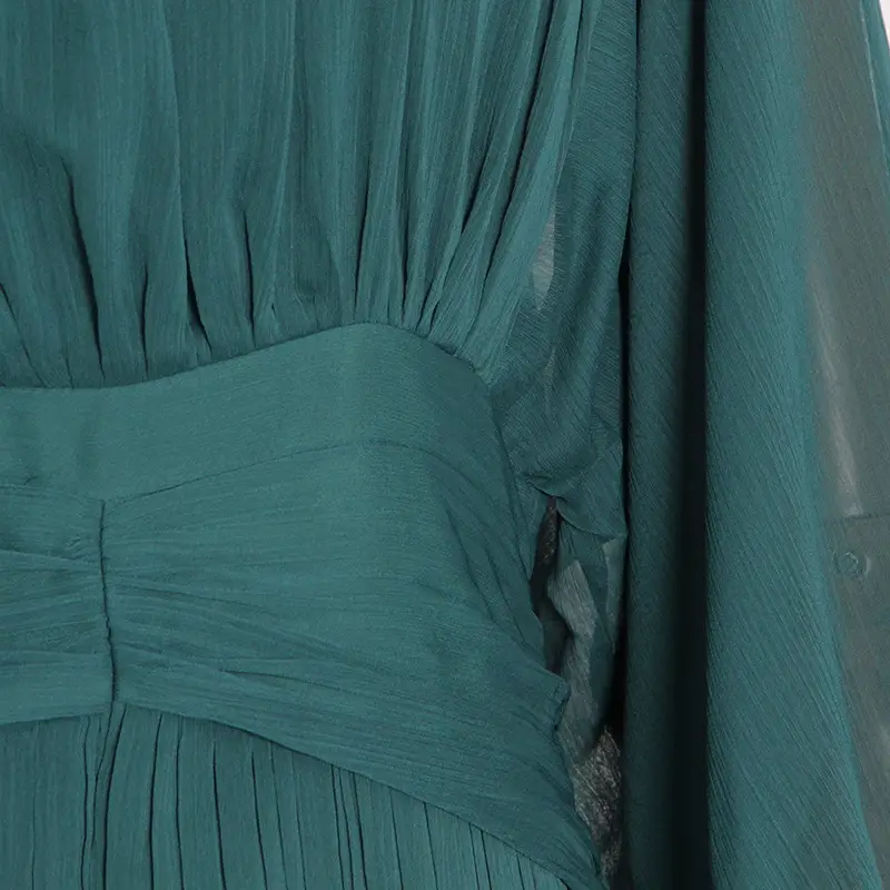 Women's Fashionable Elegant Pleated Lantern Sleeve Waist Slimming Dress