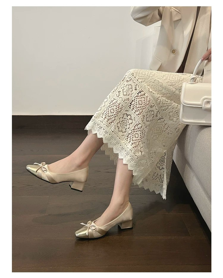 Square Toe Block Heel Shoes, picture 2 of 2