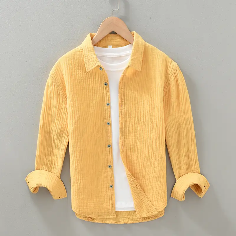 Crumpled Cotton Casual Handsome Top