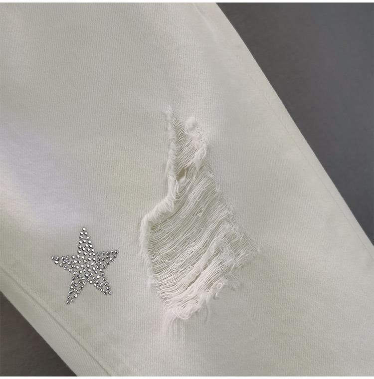 Men's Loose And Thin Star Hot Drill Hole Chimney Pants