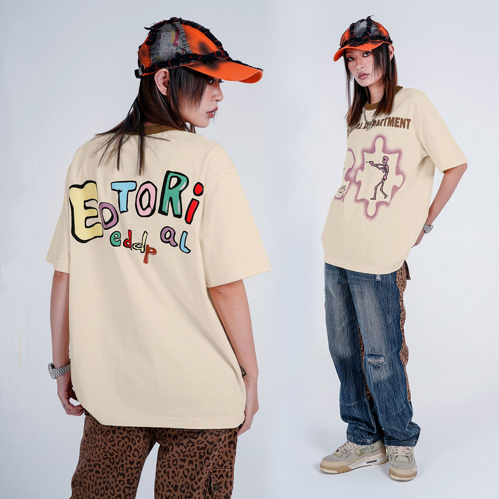 Title 4, T-shirt casual divertenti con cartoon a manica ...