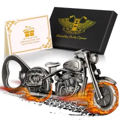Old Style Motorcycle Beer Bottle Opener Black Gift Box With Greeting Card, Exclusive Gift For Motorcycle Enthusiasts, Bar Tool For Beer Enthusiasts... - View 1