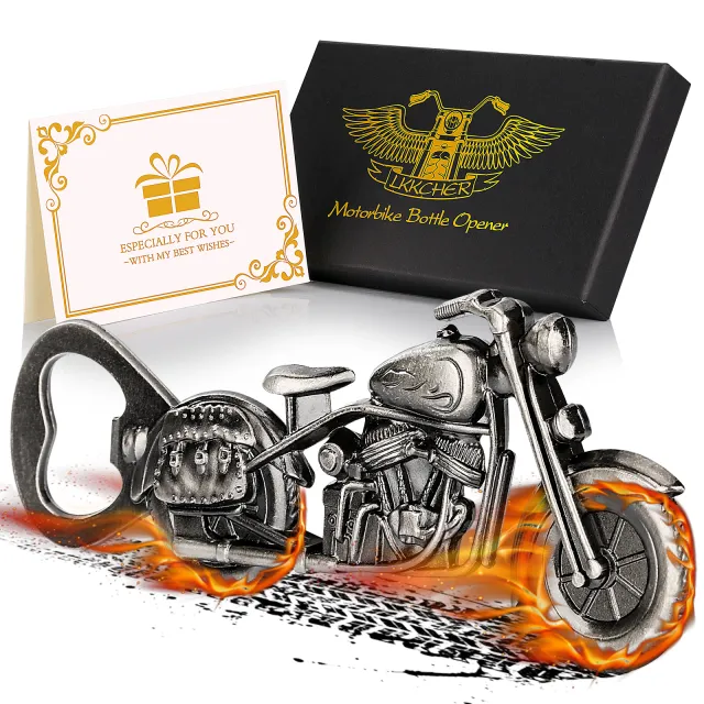 Old Style Motorcycle Beer Bottle Opener Black Gift Box With Greeting Card, Exclusive Gift For Motorcycle Enthusiasts, Bar Tool For Beer Enthusiasts... Dark Silver - Shop at LoveMi