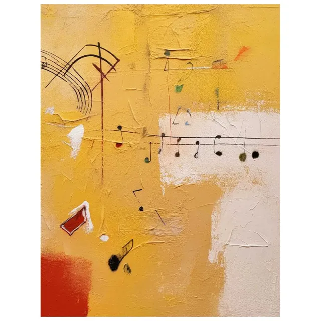 Handmade Oil Painting Canvas Wall Art Decoration Musical Theme Orange Abstract Painting For Home Living Room Decor Rolled Frameless Unstretched Pai... Without Inner Frame - Shop at LoveMi