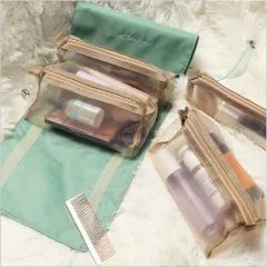 Cosmetic Bag Foldable Travel Bag - Green - View 1