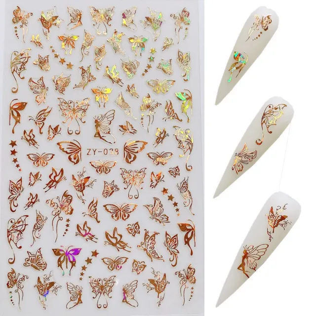 Butterfly Nail Sticker Simulation Bronzing Laser 8Style - Shop at LoveMi