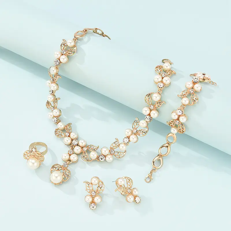 Fashion Simple Alloy First Necklace And Earrings Four-piece Se