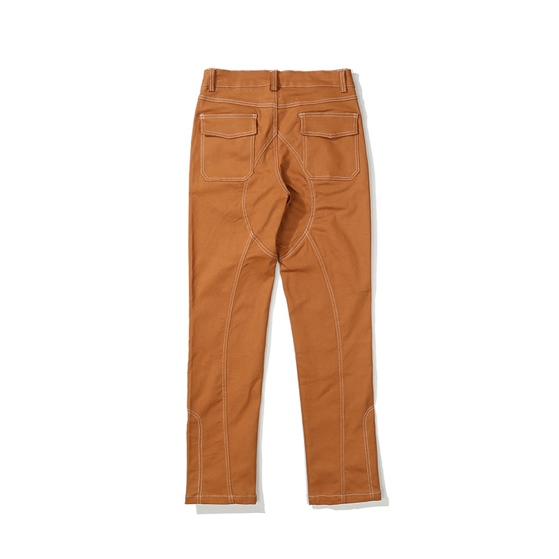 Solid Color Street Loose Simple Embroidery Small Feet Jeans Men