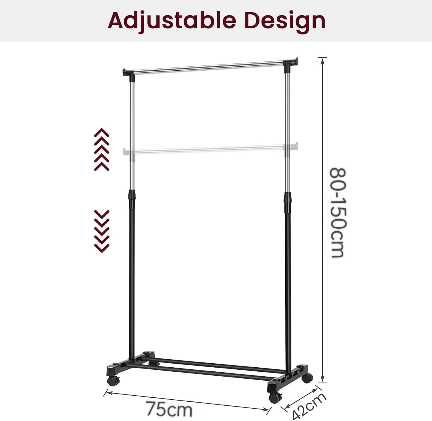 Heavy Duty Metal Single Rail Clothes Garment Hanging Rack Shelf Display Stand