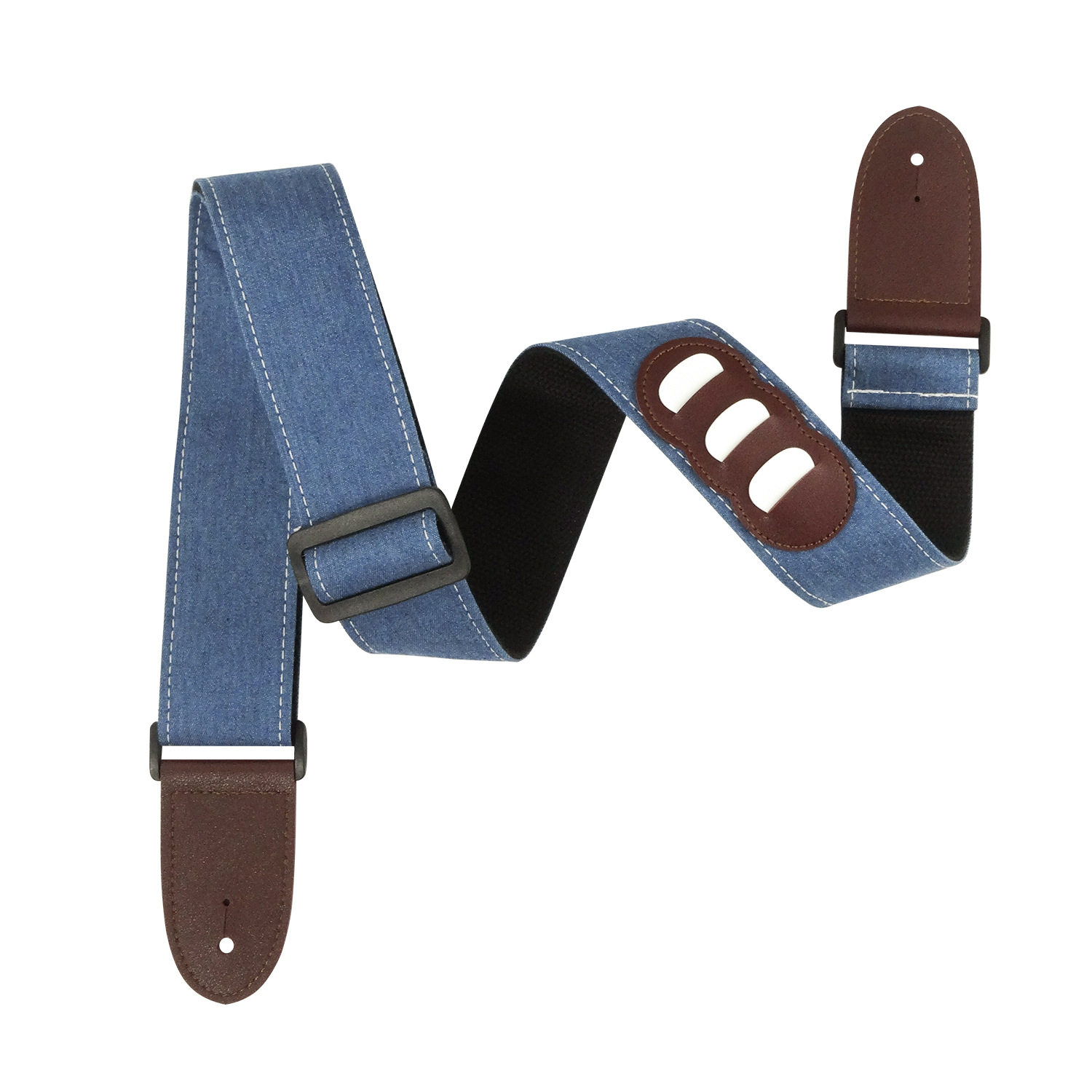 Title 4, Cotton Denim Guitar Strap With Pick Storage Fun...