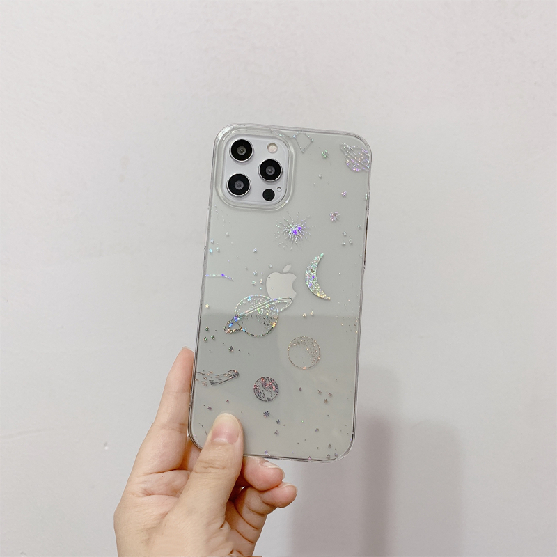 Compatible with Apple , Cosmic Starry Sky Electroplating Transparent Mobile Phone Case - Image 2
