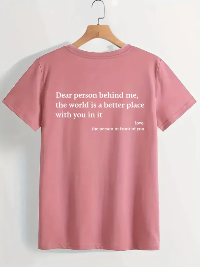 New Fashion Womens Letter T Shirt Round Neck Short Sleeve Slogan Tee Top Gold - Shop at LoveMi