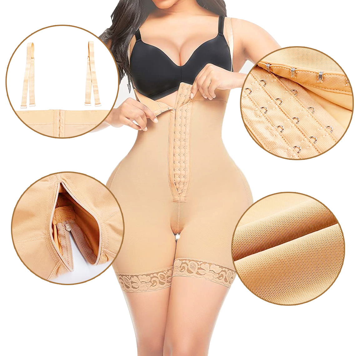 High Waisted Body Pants Crotch Zipper Tummy Lifting Pants Waist Trimming Shapewear Bodysuit Enhancement Skin - Shop at LoveMi