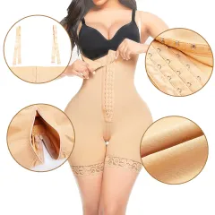 High Waisted Body Pants Crotch Zipper Tummy Lifting Pants Waist Trimming Shapewear Bodysuit Enhancement - Skin - View 1