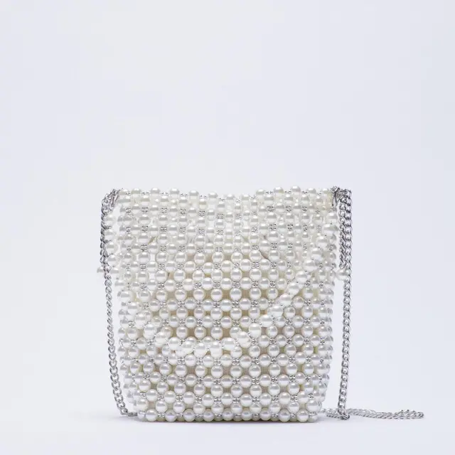 Beaded Woven Summer One shoulder Diagonal Handbag White - Shop at LoveMi