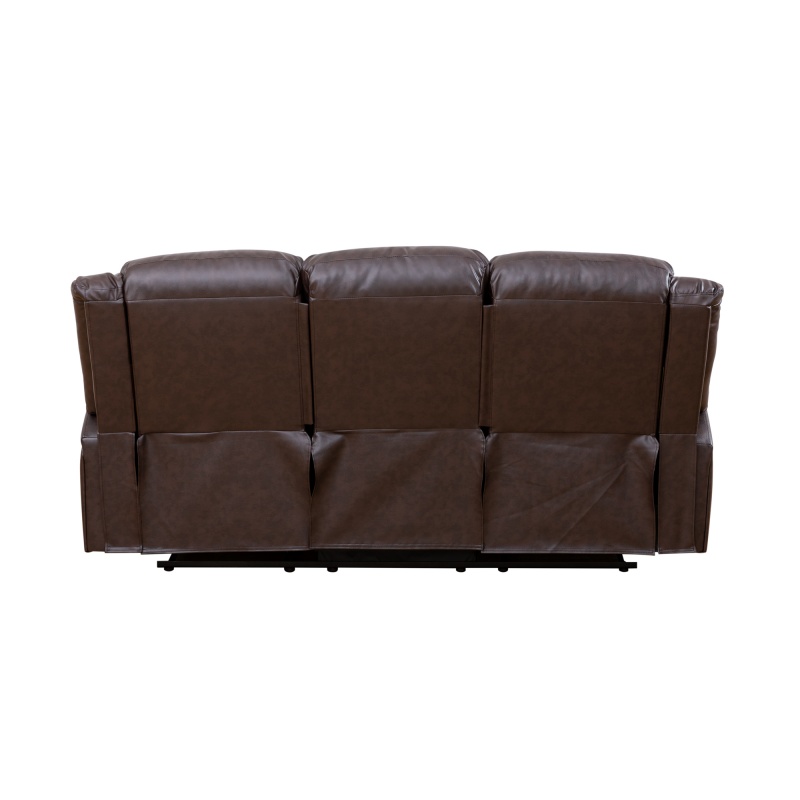 Pickup Only--Brown Faux Synthetic Leather 3-Piece Couch Living Room Sofa Set