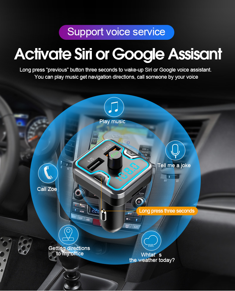 Bluetooth Player Car Charger Charging Fast And Colorful