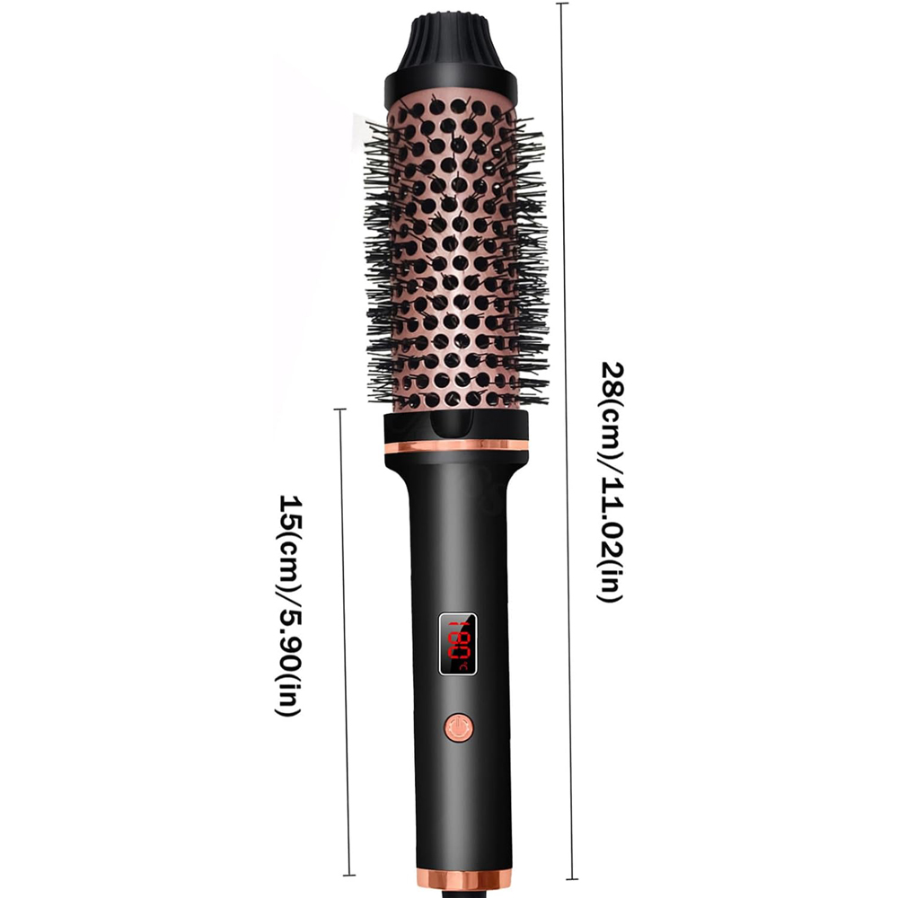 Thermal Brush 1.5 Inch Curling Iron Volumizing Brush Heated Round Brush Ceramic Tourmaline Ionic Curling Comb Dual Voltage Travel Curling Iron With, LCD Display, 10 Temperature Settings