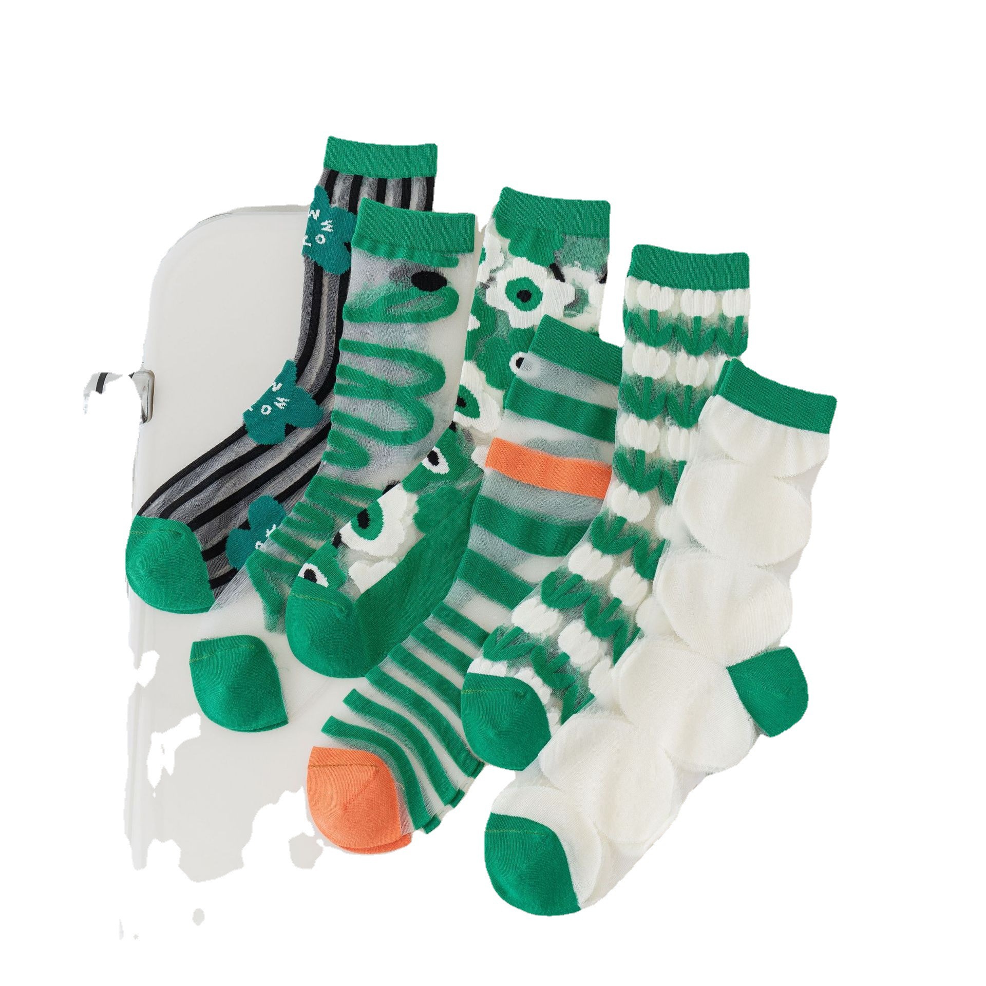 Women's Mid Tube Socks Trendy Green Breathable