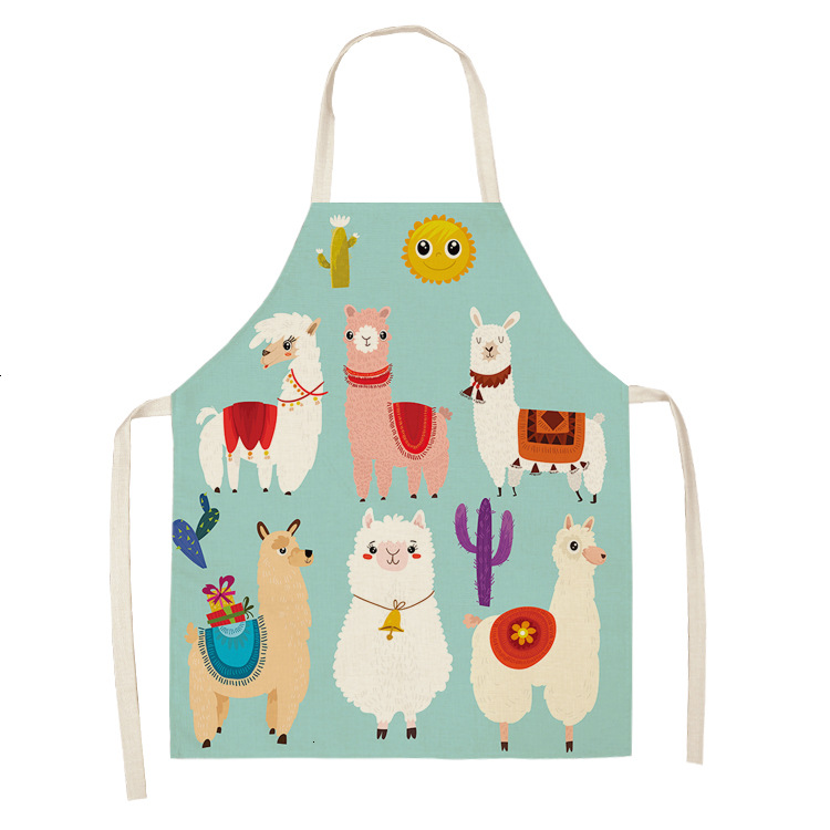 Title 13, Alpaca Cartoon Cotton Linen Apron Sleeveless An...