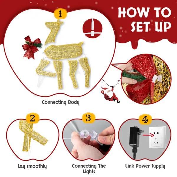 IZZIE lighted reindeer family specifications