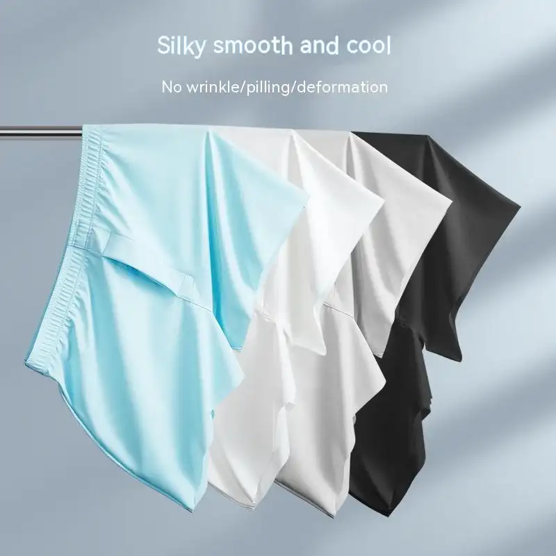 Men's Ice Silk Seamless Boxer Cool Quick-drying Beach Pants Underwear