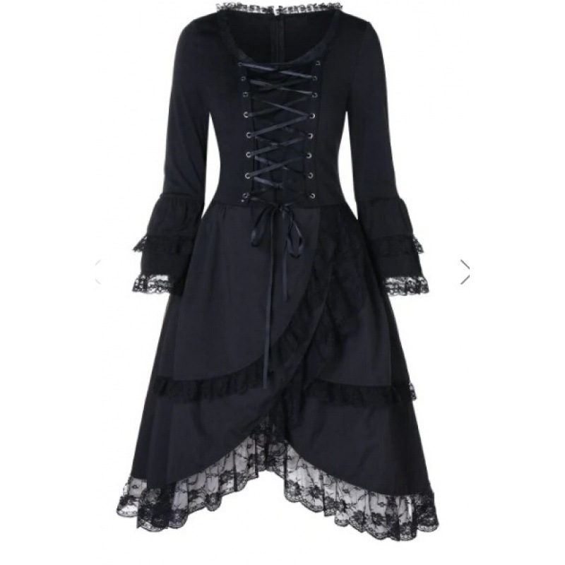 Lace Long-Sleeve Midi Dress
