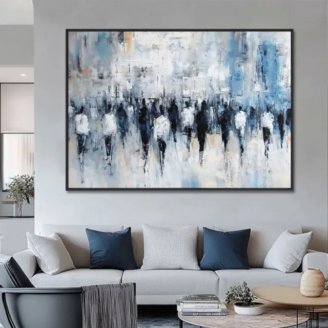 Hand Painted Oil Painting Canvas Wall Art Decoration Abstract Street People Texture Art For Home Living Room Artwork Decor Rolled Frameless Unstret... Without Inner Frame - Shop at LoveMi