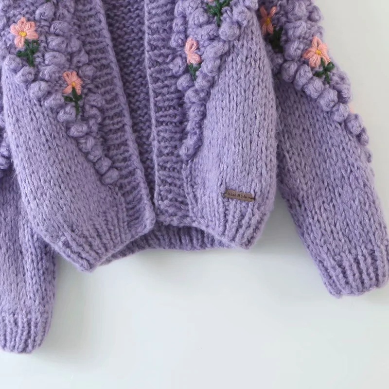 Women's Handmade Crocheted Flower Sweater Coat