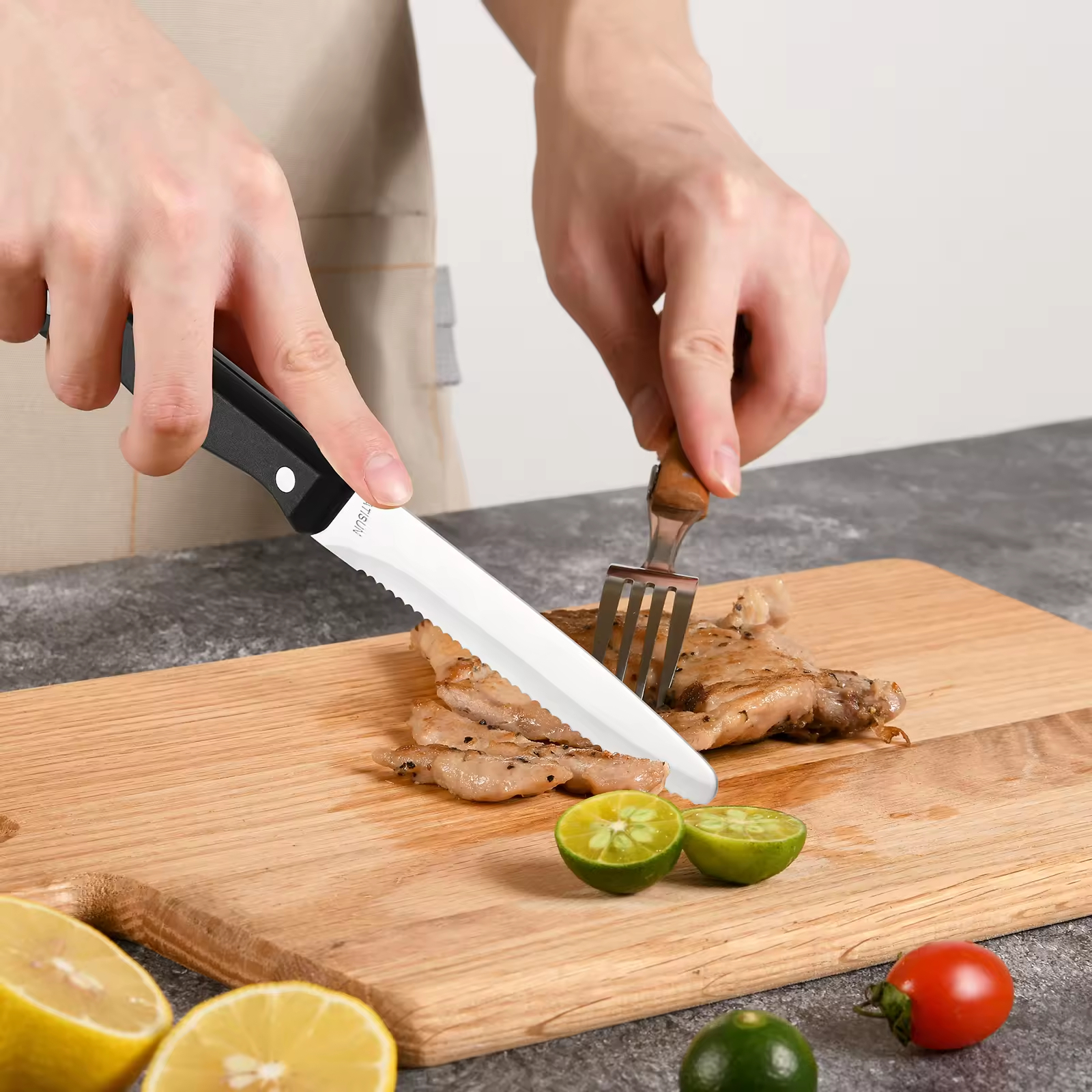 12-piece Kitchen Knife And Accessory Set With High-carbon Stainless Steel Blades, Including Meat And Steak Knives, With ABS Handles 5